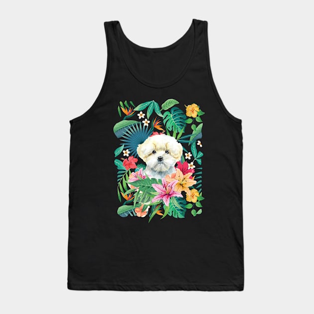 Tropical Maltese Dog 3 - Lemon and White Tank Top by LulululuPainting